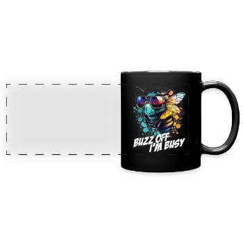 Hummel mit Sonnenbrille Buzz Off I'm Busy - Panorama-Tasse farbig - Schwarz - Vorne