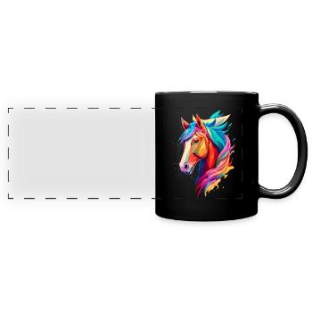 Cheval polygonal - Mug panoramique uni - noir - Devant