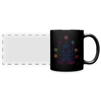 Chakra Mandala Energy Symbol Anahata - Full Colour Panoramic Mug - black - Front
