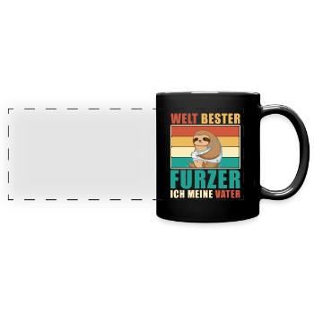 Lustiger Vater Spruch - Papa der beste Furzer - Panorama-Tasse farbig - Schwarz - Vorne
