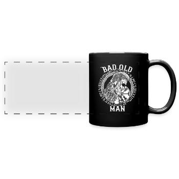 Drôle de dicton viking avec des runes - Bad Old Man - Mug panoramique uni - noir - Devant