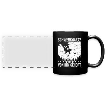 Kletterer Spruch Bouldern Boulderhalle Boulderer - Panorama-Tasse farbig - Schwarz - Vorne