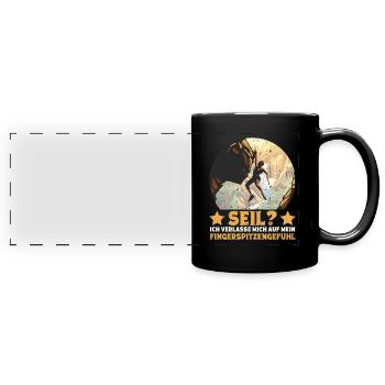 Boulderer Bouldern Klettern Freeclimbing - Panorama-Tasse farbig - Schwarz - Vorne