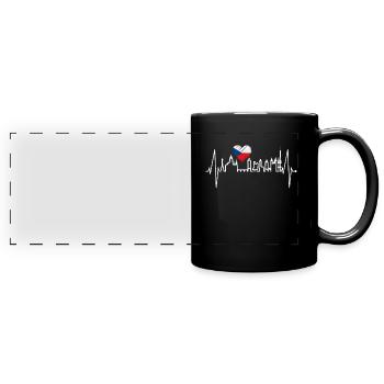 Prag Skyline Herzschlag Tschechien Herz Love Praha - Panorama-Tasse farbig - Schwarz - Vorne