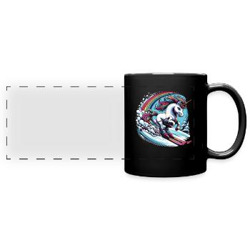 Ski Einhorn Ski Unicorn Arc-en-ciel Winter Magic - Mug panoramique uni - noir - Devant