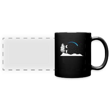 Shooting star with moon in the sky - Full Colour Panoramic Mug - black - Front