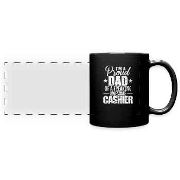I'm a proud Dad of a freaking awesome Cashier - Full Colour Panoramic Mug - black - Front
