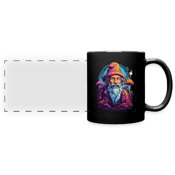 Lebendige Farben Musik Festival Wald Pilze - Panorama-Tasse farbig - Schwarz - Vorne