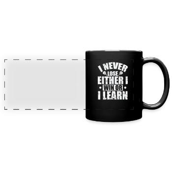 I never love Either I win or I learn Padel Tennis - Panorama-Tasse farbig - Schwarz - Vorne