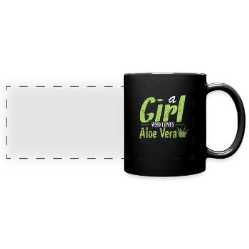 a Girl who Loves Aloe Vera Heilpflanze - Panorama-Tasse farbig - Schwarz - Vorne