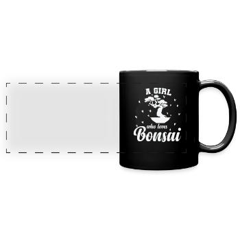 Une fille qui aime l’art du jardin de bonsaï - Mug panoramique uni - noir - Devant