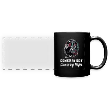 Gamer di giorno e di notte Gaming Sleep Shirt - Tazza colorata con vista - nero - Fronte