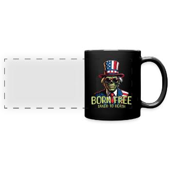 Né libre, imposé à mort, 4 juillet - Mug panoramique uni - noir - Devant