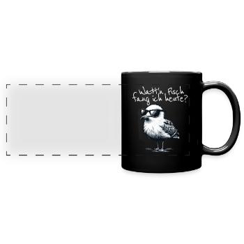 Watt’n Fisch fang ich heute Coole Möwe Spruch - Mug panoramique uni - noir - Devant