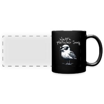 Watt'n plietscher Jung Norddeutsche Möwe Spruch - Full Colour Panoramic Mug - black - Front
