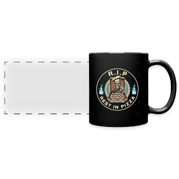 Rest In Pizza Lustiger Pizzaliebhaber Spruch - Panorama-Tasse farbig - Schwarz - Vorne