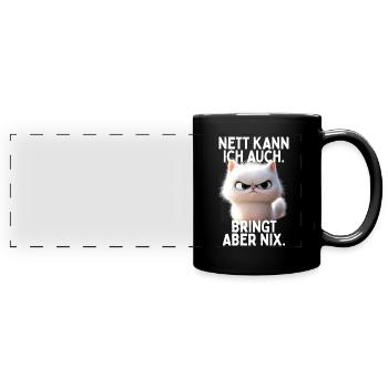 Sympa je peux aussi apporter mais pas de chats de bureau - Mug panoramique uni - noir - Devant
