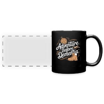 L’aventure avant la démence Randonnée Camping en plein air - Mug panoramique uni - noir - Devant