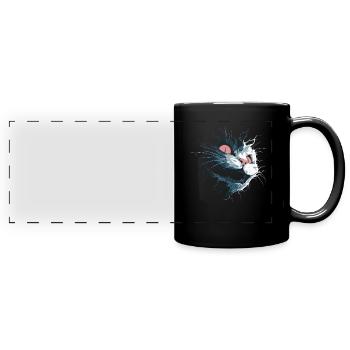 Zerrissene Grinsekatze – düsterer Albtraumblick - Panorama-Tasse farbig - Schwarz - Vorne