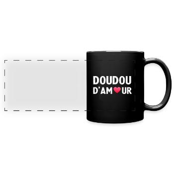 Valentinstag Humor Liebe Decke für Paare - Panorama-Tasse farbig - Schwarz - Vorne