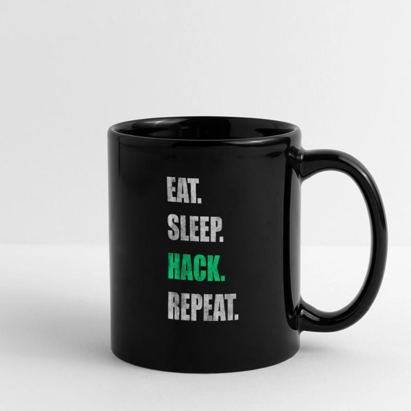 Eat Sleep Hack Repeat Hacker Hacken Full Colour Panoramic Mug