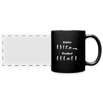 Drôle de citadin vs village cadeau d’enfant - Mug panoramique uni - noir - Devant