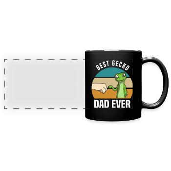 Gecko - Panorama-Tasse farbig - Schwarz - Vorne