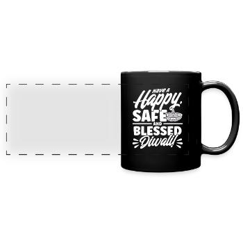 Diwali Hindus Sikh Festival of Lights Gift - Full Colour Panoramic Mug - black - Front