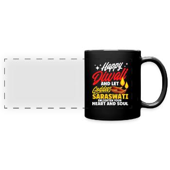 Diwali Hindus Sikh Festival of Lights Gift - Full Colour Panoramic Mug - black - Front