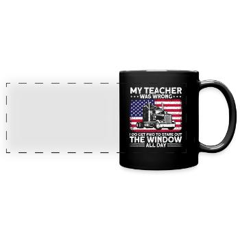 Sattelzug Sattelschlepper Fernfahrer Geschenk - Panorama-Tasse farbig - Schwarz - Vorne