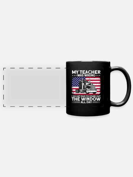 Sattelzug Sattelschlepper Fernfahrer Geschenk - Panorama-Tasse farbig - Schwarz