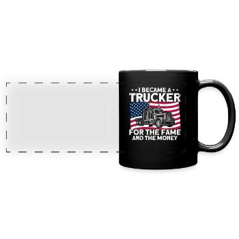 Trucker Sattelzug Fernfahrer Geschenk - Panorama-Tasse farbig - Schwarz - Vorne