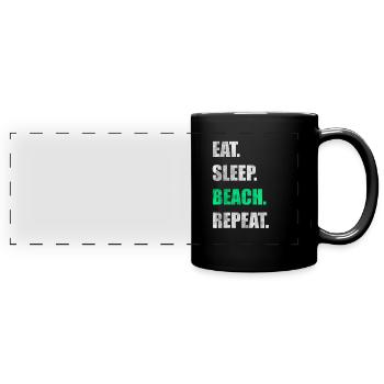 Strand Sommer Sonne Urlaub - Panorama-Tasse farbig - Schwarz - Vorne
