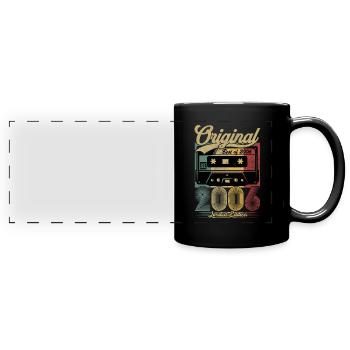 Vintage Anniversary 2006 Retro Kassette - Panorama-Tasse farbig - Schwarz - Vorne