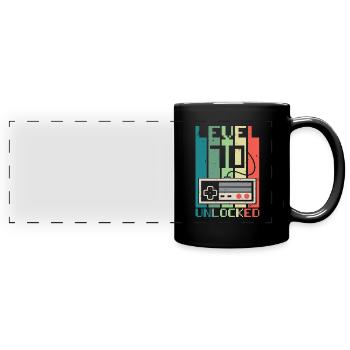 Level 70 freigeschaltet - Panorama-Tasse farbig - Schwarz - Vorne