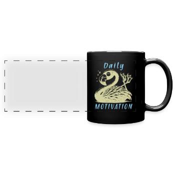 Daily Motivation - Tired Loafing Flamingo - Full Colour Panoramic Mug - black - Front