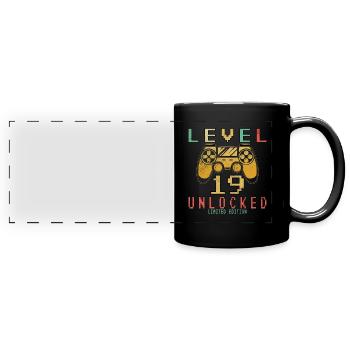 19th Birthday Level 19 unlocked - Full Colour Panoramic Mug - black - Front