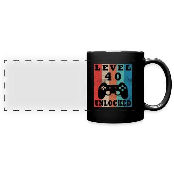 40th Birthday Gamer Gamer Level 40 Unlocked - Full Colour Panoramic Mug - black - Front