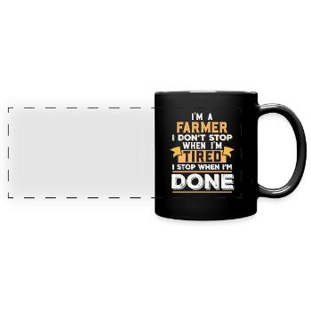 Landwirt Landwirte Landwirtschaft Bauer Sprüche - Panorama-Tasse farbig - Schwarz - Vorne