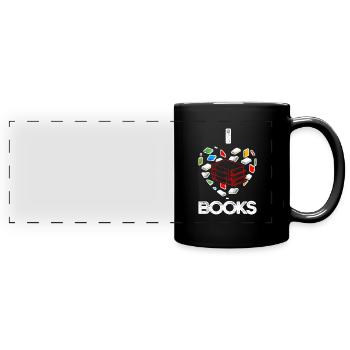 Amoureux des livres La lecture vous rend fort Rat de bibliothèque Livres - Mug panoramique uni - noir - Devant