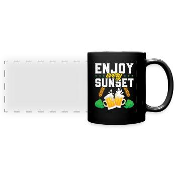 Beer Sunset Beer Vintage - Full Colour Panoramic Mug - black - Front