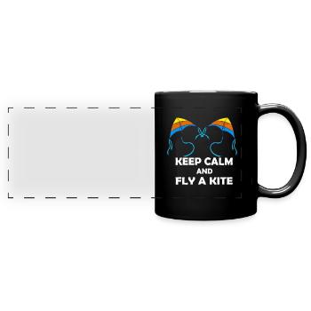 Drachenfliegen Drachen steigen Lenkdrachen - Panorama-Tasse farbig - Schwarz - Vorne