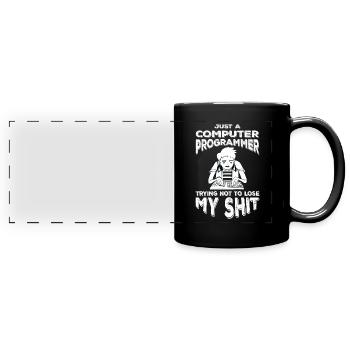Lustiger Informatiker Spruch Programmierer - Panorama-Tasse farbig - Schwarz - Vorne