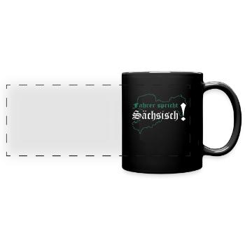 LKW- Fahrer Spricht Sächsisch Berufskraftfahrer - Panorama-Tasse farbig - Schwarz - Vorne