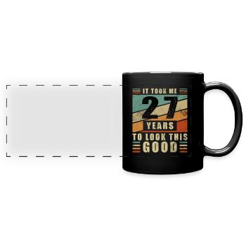 27 Anniversaire 27 Ans 27 Ans 27 Âge 27 Âge - Mug panoramique uni - noir - Devant