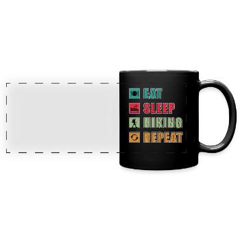 Manger Dormir Randonnée Répéter Ami de la Nature - Mug panoramique uni - noir - Devant