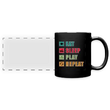 Eat Sleep Gaming Repeat - Full Colour Panoramic Mug - black - Front