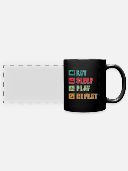Eat Sleep Gaming Repeat - Panorama-Tasse farbig - Schwarz
