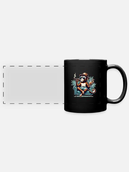 Affe Sonnenbrille Cool - Panorama-Tasse farbig - Schwarz