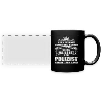 Polizei Polizist Polizisten Spruch - Panorama-Tasse farbig - Schwarz - Vorne